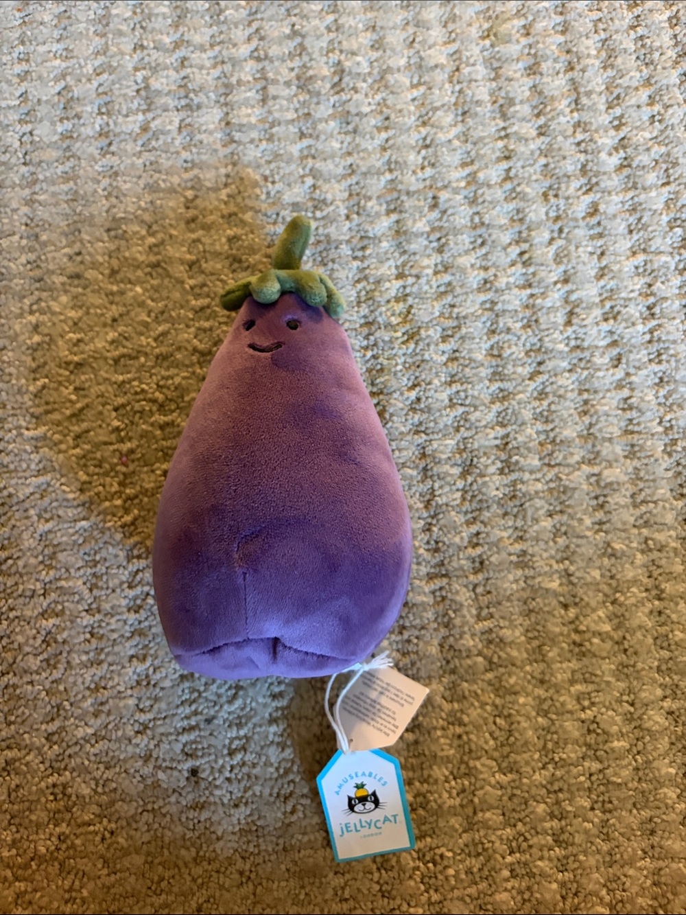 Jellycat Purple Eggplant Plush with Green Top